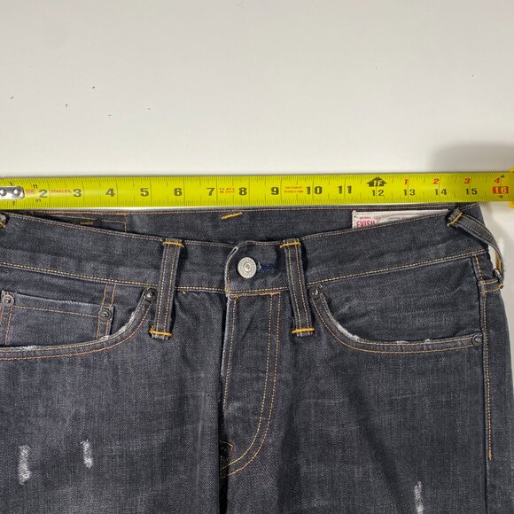 Evisu No 2 BLK Black Diacock Logo Straight Leg Selvedge Jeans mens size 30x33.5 - Picture 9 of 12